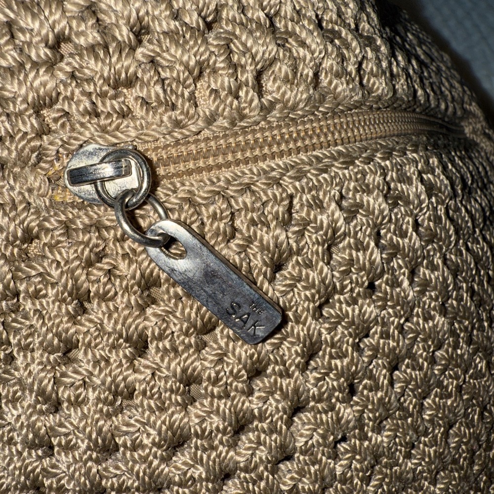 The Sak Crochet Satchel Shoulder Bag in Taupe Brown - Picture 7 of 7